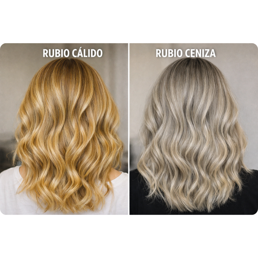 diferencia entre rubio ceniza y rubio cálido en cabello